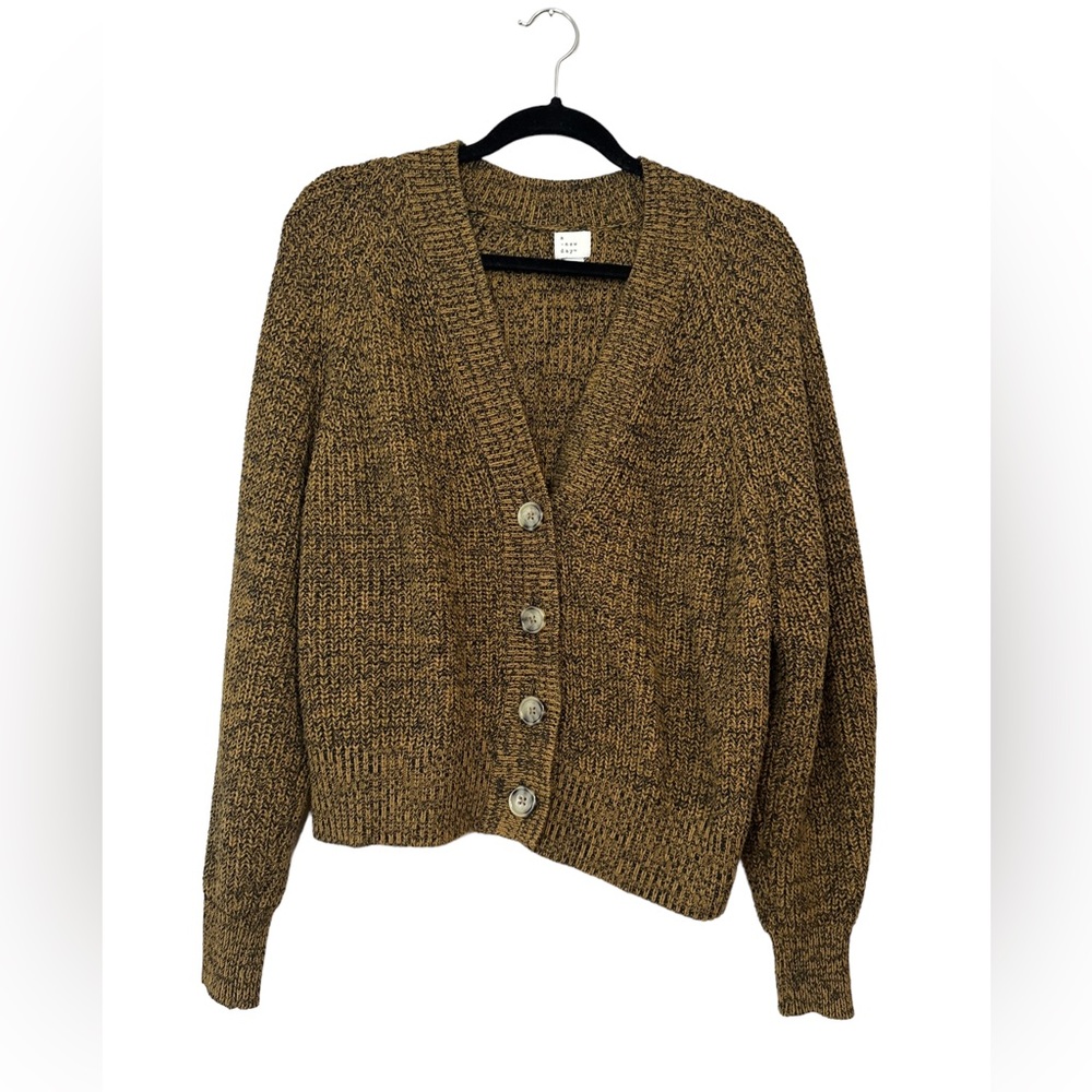 A New Day cropped button up sweater in brown